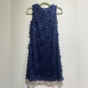 Karl Lagerfeld Floral Embellished Dress in dark blue size 2